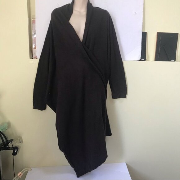 LINE Cotton Cashmere Wrap Cardigan Sweater Hi Low Tie Front Top Angora Blend M - Picture 4 of 14